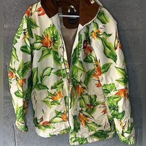 The North Face Tight Ship Jacket Men's Vintage White Mahalo Print Green Size Med